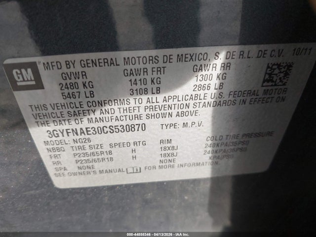 2012 CADILLAC SRX 3GYFNAE30CS530870 Photo 8