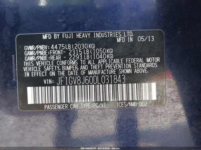 2013 SUBARU IMPREZA WRX JF1GV8J60DL031843 Photo 8