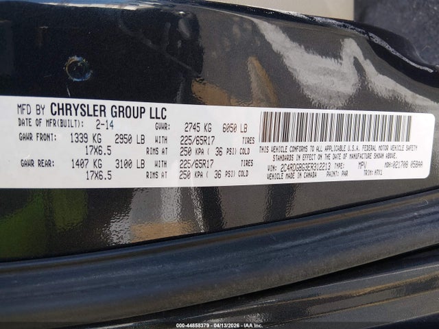 44858379 :رقم المزاد ، 2C4RDGBG3ER312213 vin ، 2014 Dodge Grand Caravan Se مزاد بيع
