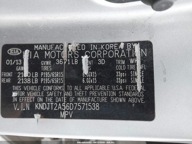 Продаж на аукціоні авто 2013 Kia Soul, vin: KNDJT2A56D7571538, номер лоту: 44858392