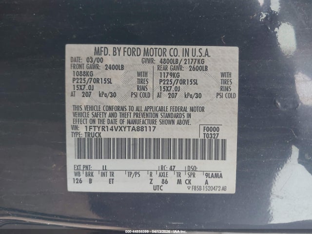 2000 FORD RANGER 1FTYR14VXYTA88117 Photo 8
