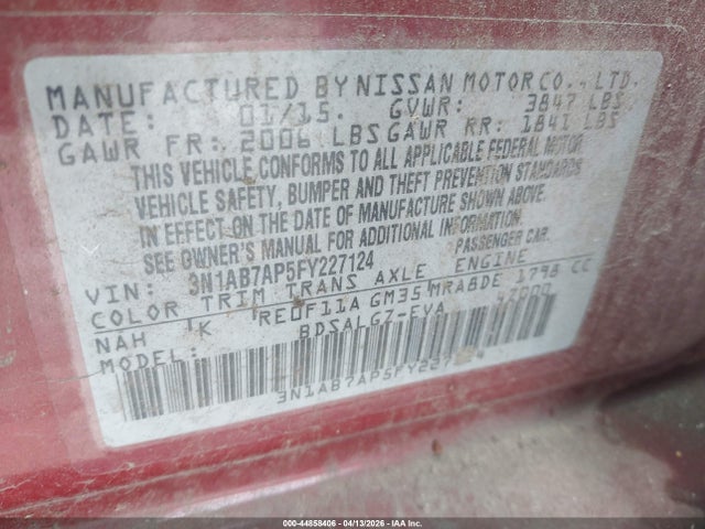 3N1AB7AP5FY227124 Nissan SENTRA SL