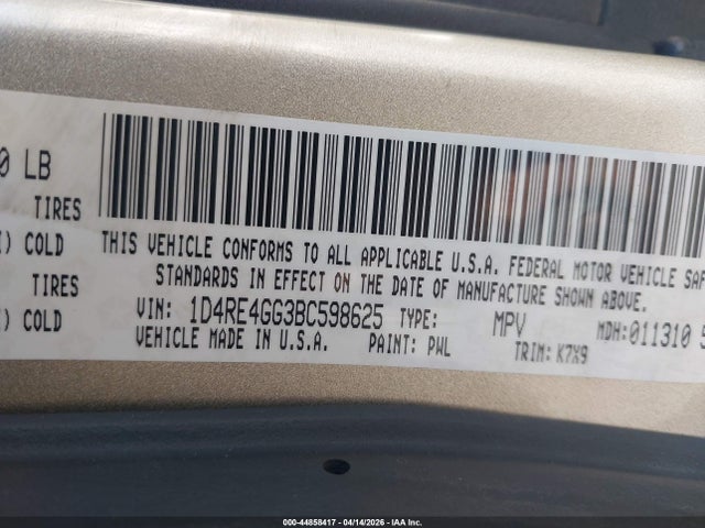 2011 Dodge Durango Crew მანქანა იყიდება აუქციონზე, vin: 1D4RE4GG3BC598625, აუქციონის ნომერი: 44858417