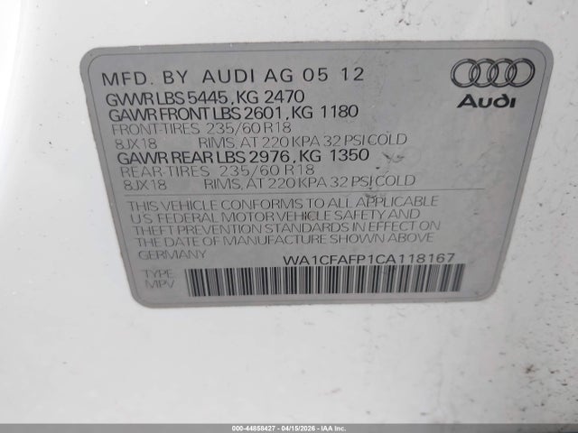 2012 AUDI Q5 WA1CFAFP1CA118167 Photo 8