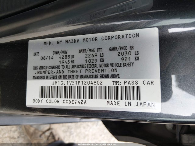 2015 MAZDA MAZDA6 JM1GJ1V51F1204802 Photo 8