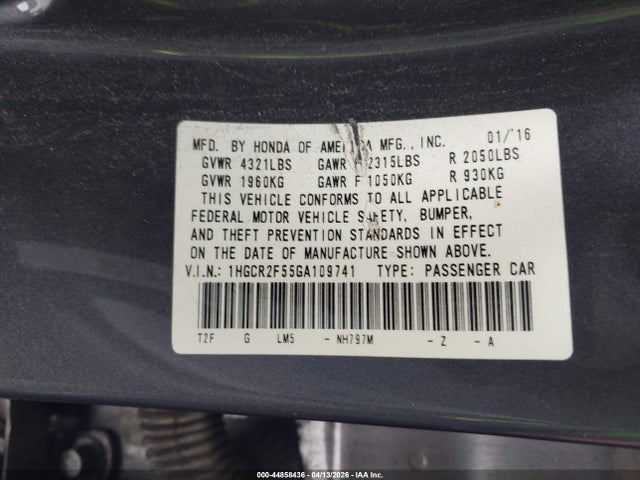 1HGCR2F55GA109741 Honda Accord Sport