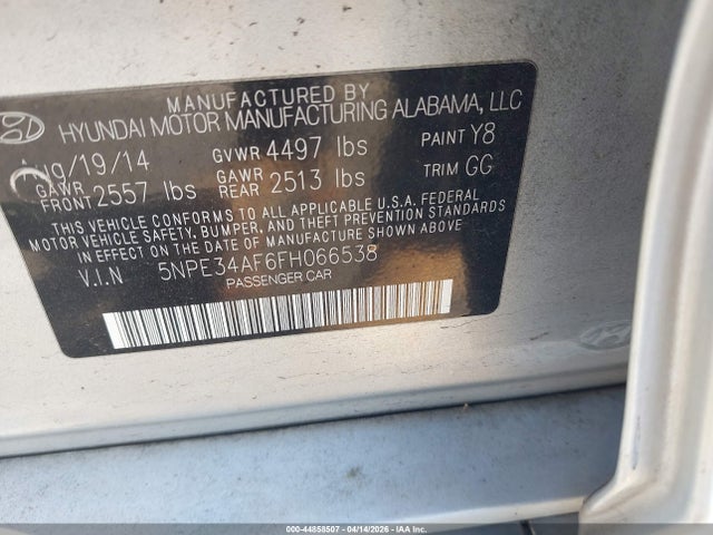 Aukcja sprzedaży 2015 Hyundai Sonata Limited, vin: 5NPE34AF6FH066538, numer aukcji: 44858507