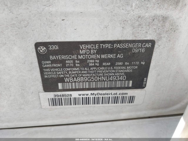 WBA8B9G50HNU49340 BMW 330I
