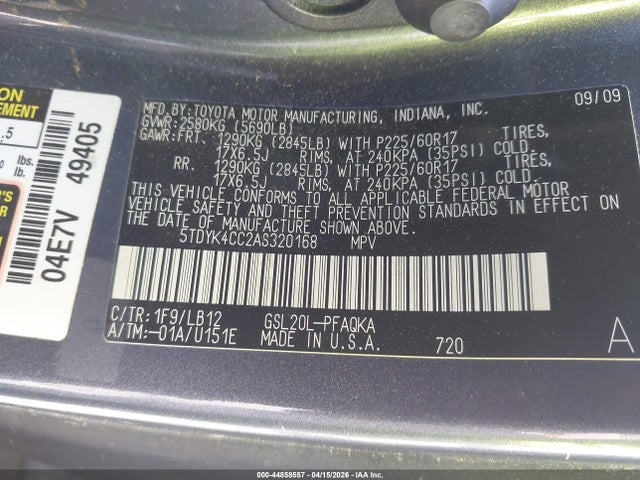 2010 TOYOTA SIENNA 5TDYK4CC2AS320168 Photo 8