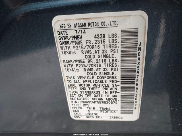 Nissan Rogue Select S 2014 JN8AS5MT5EW620979 Image 9