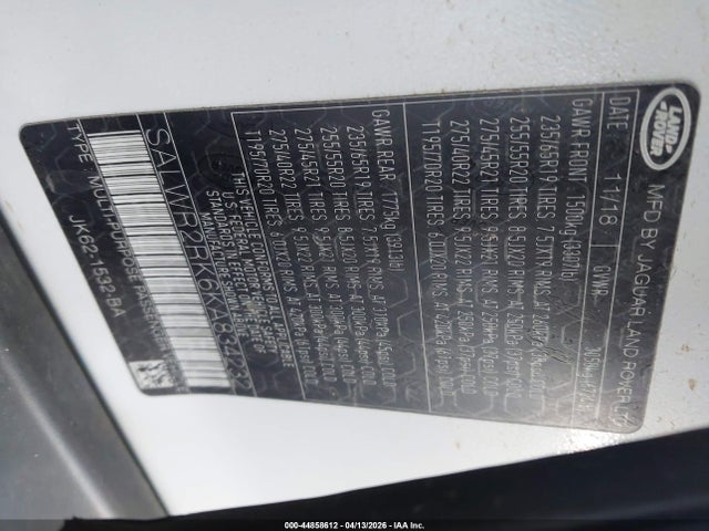 2019 LAND ROVER RANGE ROVER SPORT SALWR2RK6KA834232 Photo 8