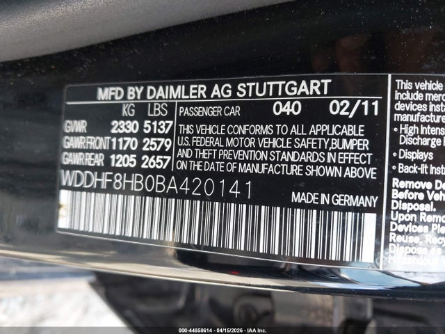 Продаж на аукціоні авто 2011 Mercedes-benz E 350 4matic, vin: WDDHF8HB0BA420141, номер лоту: 44858614