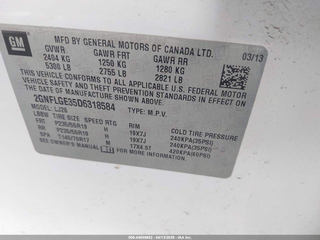 Продаж на аукціоні авто 2013 Chevrolet Equinox Ltz, vin: 2GNFLGE35D6318584, номер лоту: 44858652