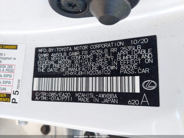 JTHX9JBH1M2038102 Lexus UX 250H