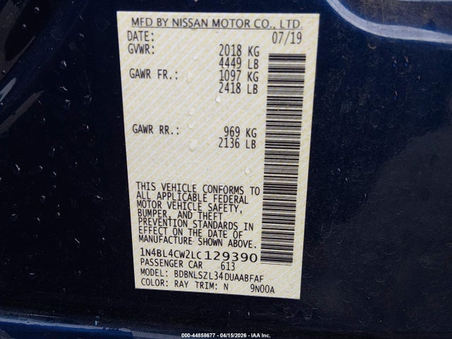 Nissan Altima Sr Intelligent Awd 2020 1N4BL4CW2LC129390 Image 9