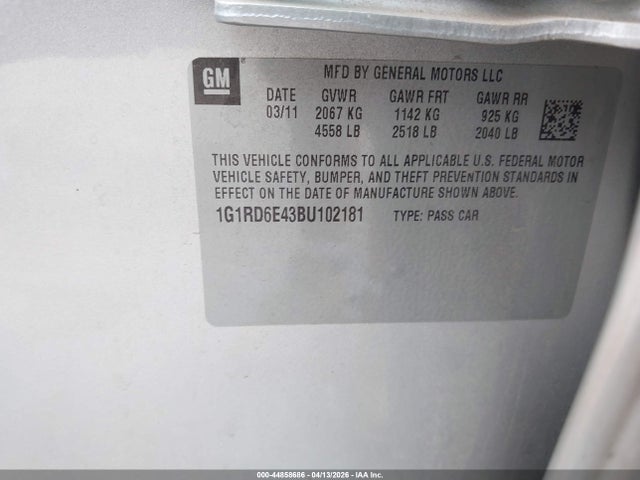 2011 CHEVROLET VOLT 1G1RD6E43BU102181 Photo 8