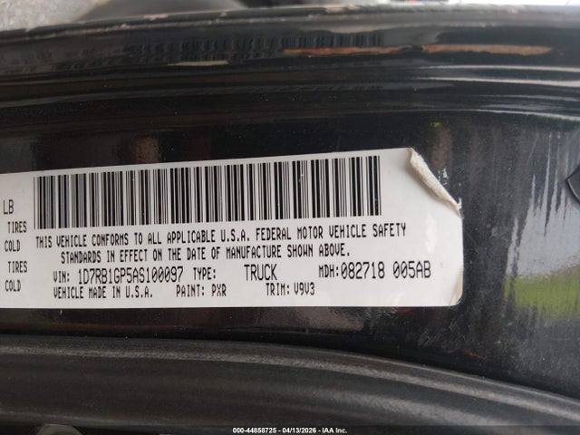 Aukcja sprzedaży 2010 Dodge Ram 1500 Slt/sport/trx, vin: 1D7RB1GP5AS100097, numer aukcji: 44858725