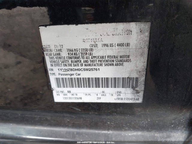 Продаж на аукціоні авто 2012 Mazda Mazda6 I Touring, vin: 1YVHZ8DH0C5M25761, номер лоту: 44858726