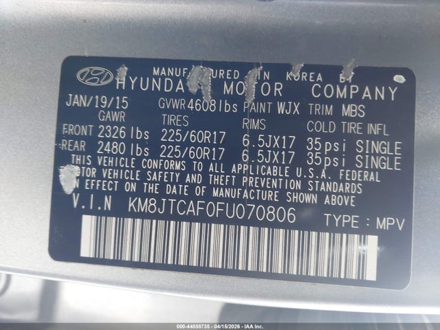 KM8JTCAF0FU070806 Hyundai TUCSON GLS