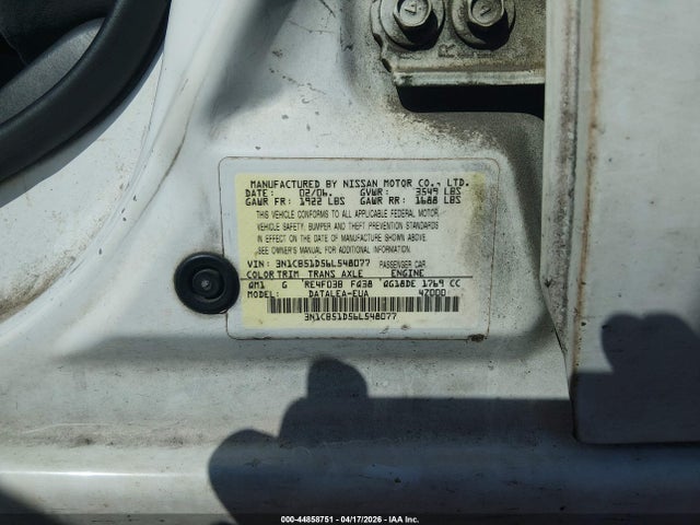 Aukcja sprzedaży 2006 Nissan Sentra 1.8s, vin: 3N1CB51D56L548077, numer aukcji: 44858751