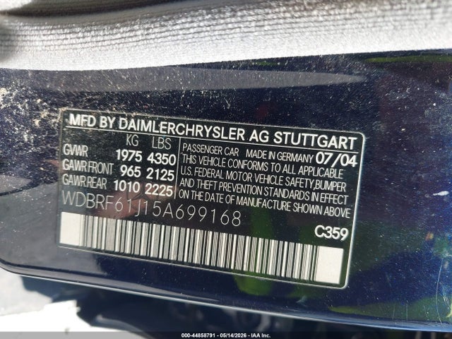 Продажа на аукционе авто 2005 Mercedes-benz C 240 Luxury, vin: WDBRF61J15A699168, номер лота: 44858791