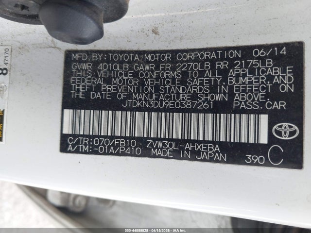 Toyota Prius Two 2014 JTDKN3DU9E0387261 Image 9