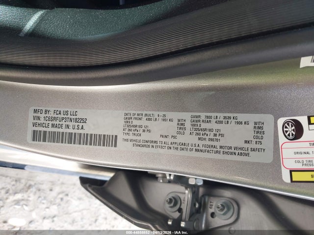 Продажа на аукционе авто 2026 Ram 1500 Rho  4x4 5'7 Box, vin: 1C6SRFUP3TN182252, номер лота: 44858852