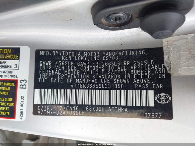 Aukcja sprzedaży 2009 Toyota Avalon Xl, vin: 4T1BK36B59U331350, numer aukcji: 44858860