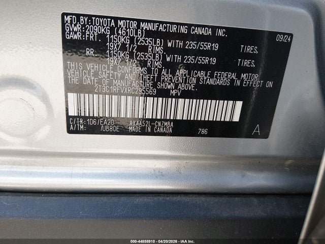 44858910 :رقم المزاد ، 2T3C1RFVXRC295569 vin ، 2024 Toyota Rav4 Xle Premium مزاد بيع
