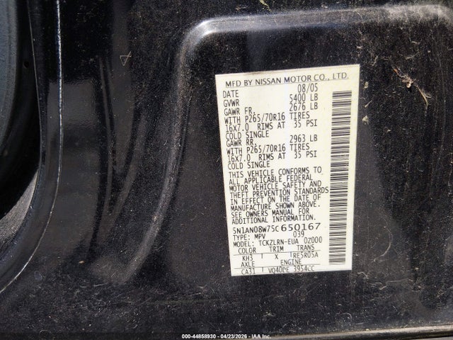 Продаж на аукціоні авто 2005 Nissan Xterra S, vin: 5N1AN08W75C650167, номер лоту: 44858930