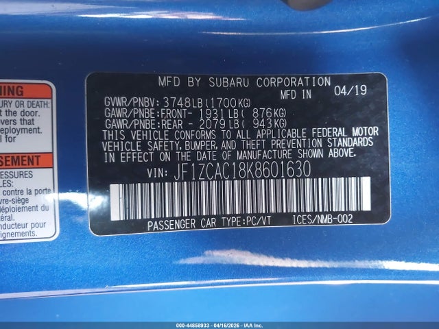 JF1ZCAC18K8601630 Subaru Brz Limited