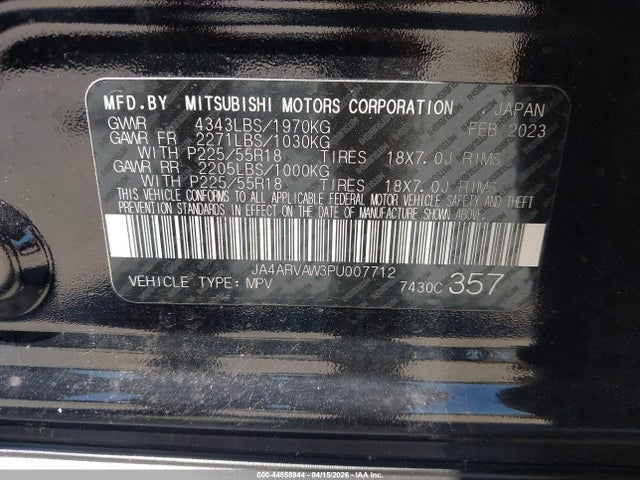 Продаж на аукціоні авто 2023 Mitsubishi Outlander Sport 2.4 Gt Awc, vin: JA4ARVAW3PU007712, номер лоту: 44858944