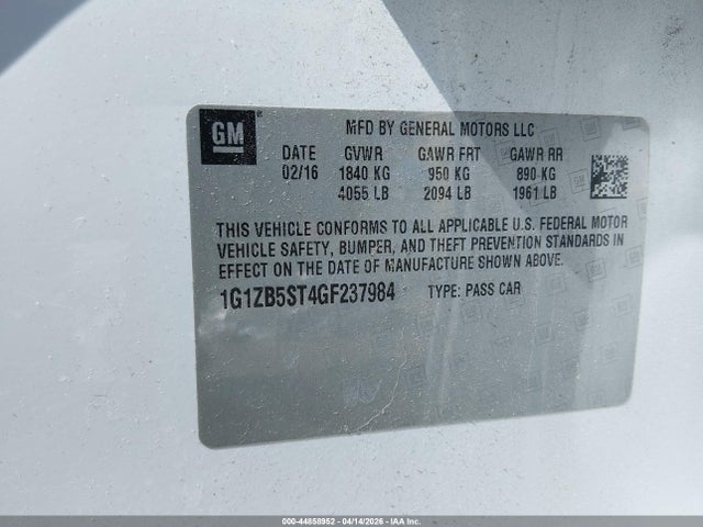 Chevrolet MALIBU LS 2016 1G1ZB5ST4GF237984 Image 9