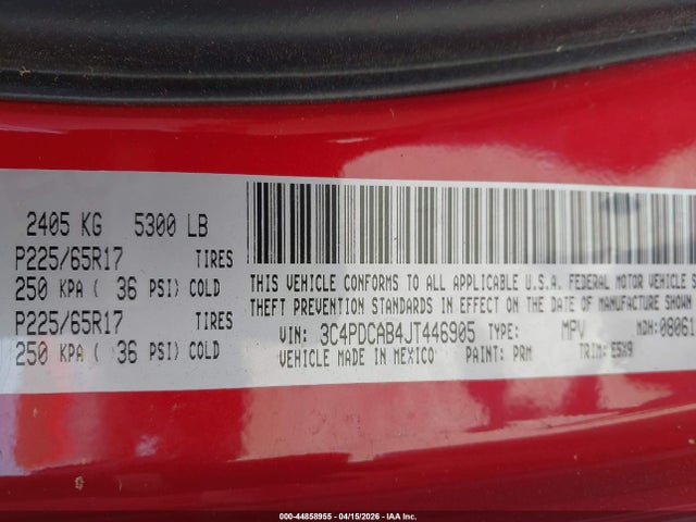 Продаж на аукціоні авто 2018 Dodge Journey Se, vin: 3C4PDCAB4JT446905, номер лоту: 44858955