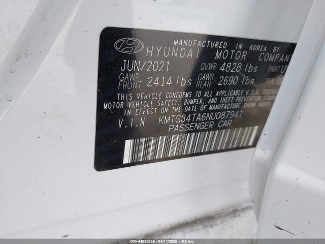 Aukcja sprzedaży 2022 Genesis G70 2.0t Awd, vin: KMTG34TA6NU087941, numer aukcji: 44858956