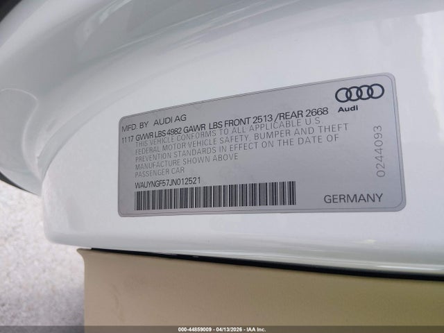 2018 Audi A5 2.0t Premium მანქანა იყიდება აუქციონზე, vin: WAUYNGF57JN012521, აუქციონის ნომერი: 44859009