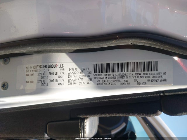 44859087 :رقم المزاد ، 1C4PJLCS5EW288161 vin ، 2014 Jeep Cherokee Latitude مزاد بيع