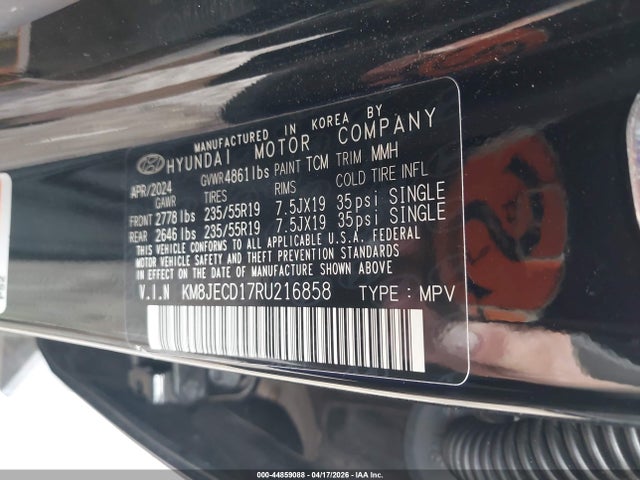 44859088 :رقم المزاد ، KM8JECD17RU216858 vin ، 2024 Hyundai Tucson Hybrid Limited مزاد بيع