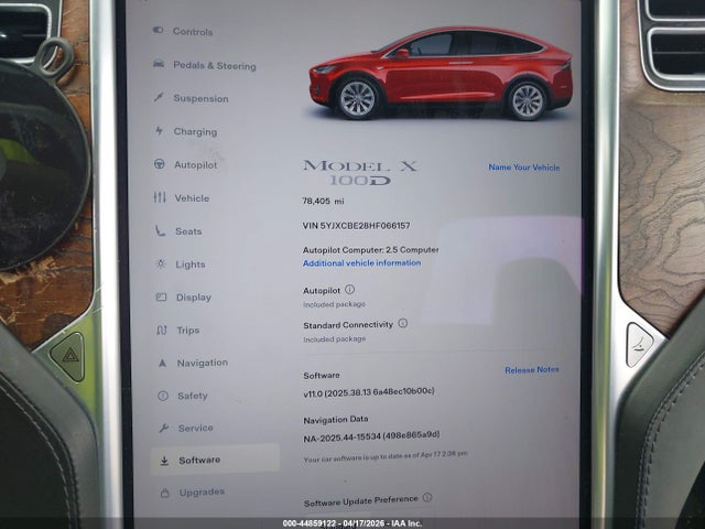 Aukcja sprzedaży 2017 Tesla Model X 100d/75d/90d, vin: 5YJXCBE28HF066157, numer aukcji: 44859122