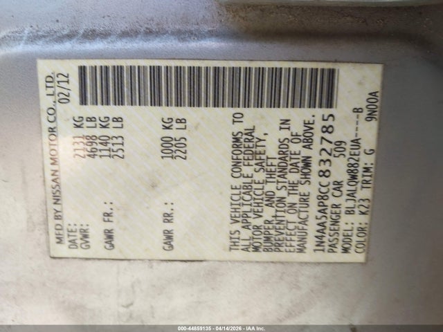 2012 NISSAN MAXIMA 1N4AA5AP8CC832785 Photo 8