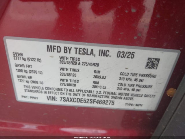 Tesla Model X Long Range 2025 7SAXCDE52SF469275 Image 9