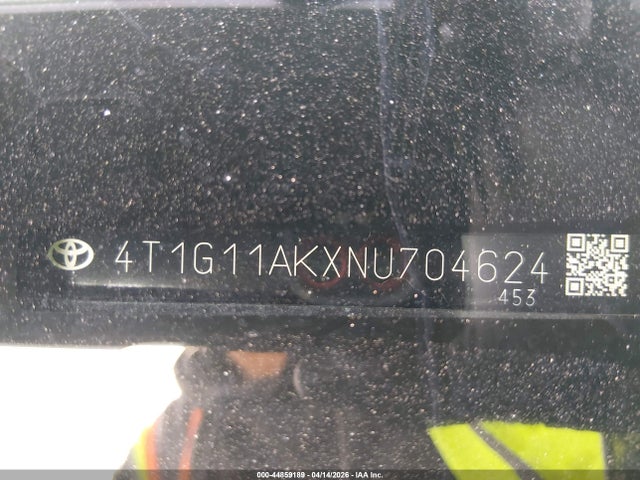 2022 Toyota Camry Se მანქანა იყიდება აუქციონზე, vin: 4T1G11AKXNU704624, აუქციონის ნომერი: 44859189
