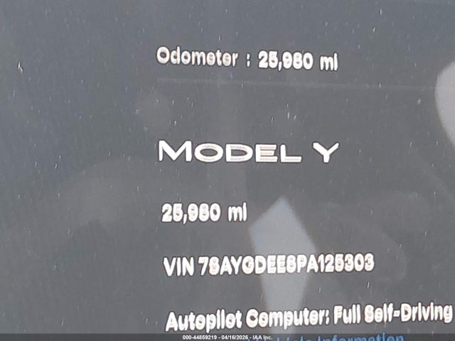 Продажа на аукционе авто 2023 Tesla Model Y Awd/long Range Dual Motor All-wheel Drive, vin: 7SAYGDEE8PA125303, номер лота: 44859219