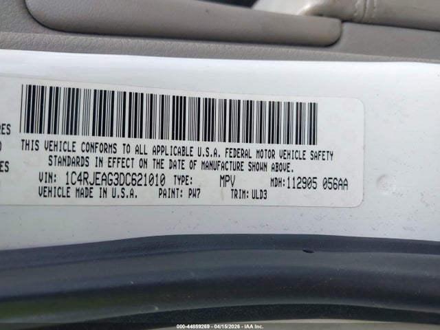 44859269 :رقم المزاد ، 1C4RJEAG3DC621010 vin ، 2013 Jeep Grand Cherokee Laredo مزاد بيع