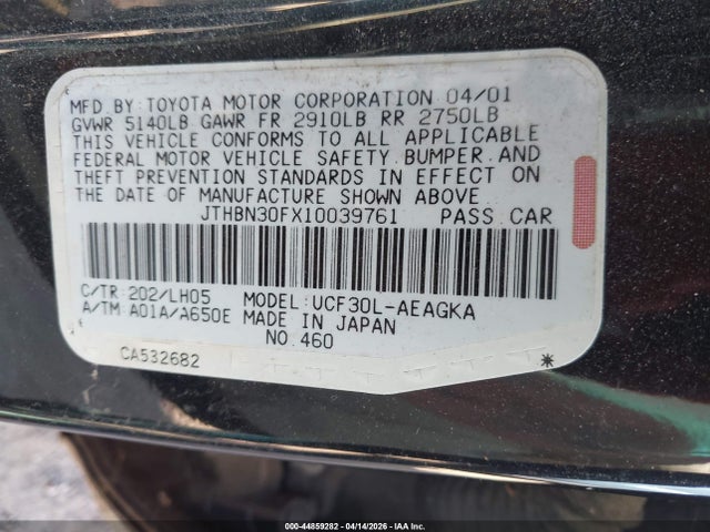 Продажа на аукционе авто 2001 Lexus Ls 430, vin: JTHBN30FX10039761, номер лота: 44859282