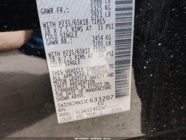 Nissan Pathfinder Sv 2018 5N1DR2MN1JC633207 Image 9