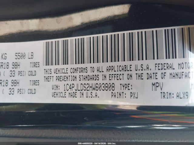 Продажа на аукционе авто 2017 Jeep Cherokee High Altitude Fwd, vin: 1C4PJLDS2HW603808, номер лота: 44859320