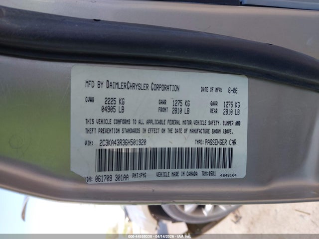 Aukcja sprzedaży 2006 Chrysler 300, vin: 2C3KA43R36H501920, numer aukcji: 44859338