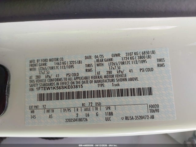 1FTEW1K56SKE03815 Ford F-150 Xl