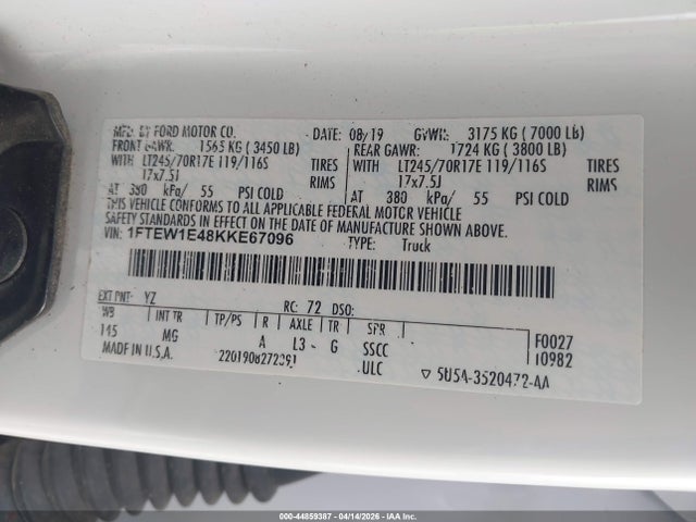 2019 FORD F-150 1FTEW1E48KKE67096 Photo 8